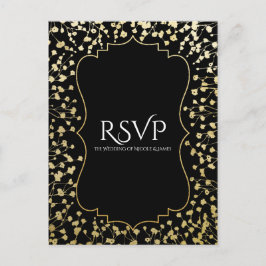 Oro Baby's Breath Floral Chic Tarjeta de Respuesta