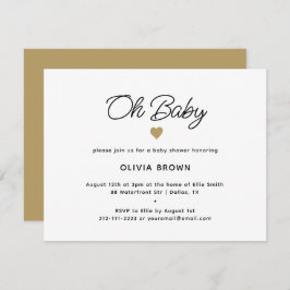 Oro blanco moderno Oh invitación a Baby Shower