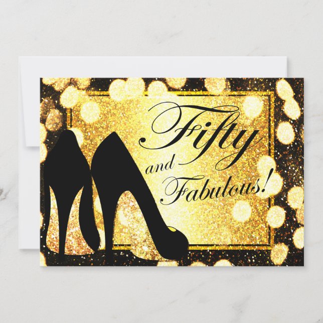 Oro cincuenta e invitación del cumpleaños de la (Anverso)