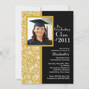 Oro con clase y foto negra de la invitación de la