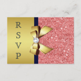 Oro Coral Marino Lentejuelas Diamantes Lazo RSVP
