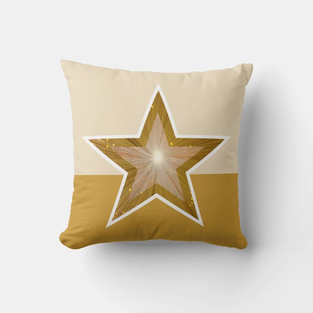 "Oro" Crema de oro cuadrado de almohada con estrel (Anverso)