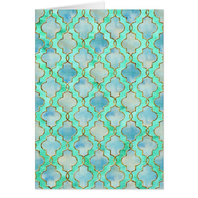 Oro de Aqua y patrón Maroccano Verde (Frente)