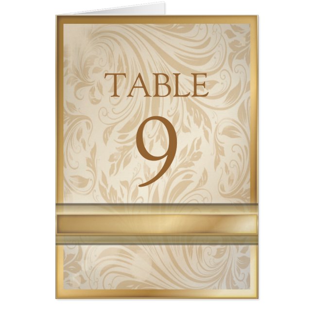 Oro de champán formal Damask número de tabla de bo (Frente)