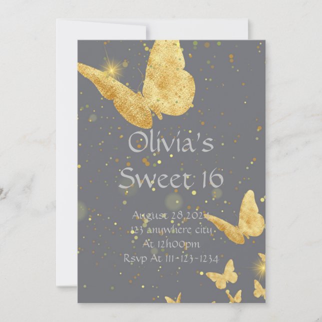 ORO DE INVITACIÓN DULCE 16 CUMPLEAÑOS (Anverso)