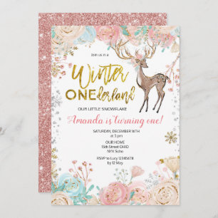 Oro de la invitación del cumpleaños de la nieve de