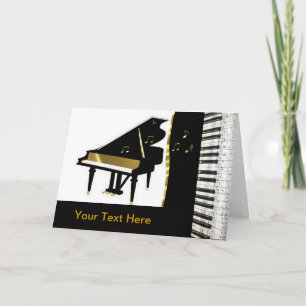 Oro de la invitación del piano y teclado negro