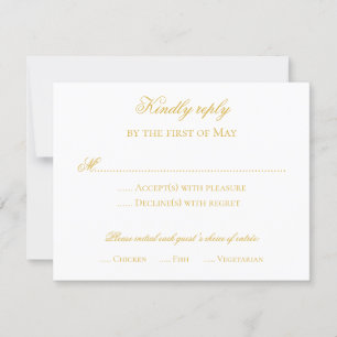 oro de la tarjeta de respuesta formal