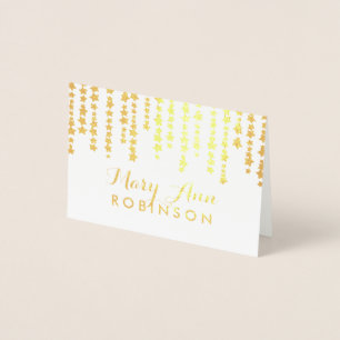 Oro de la tarjeta del lugar del asiento de la