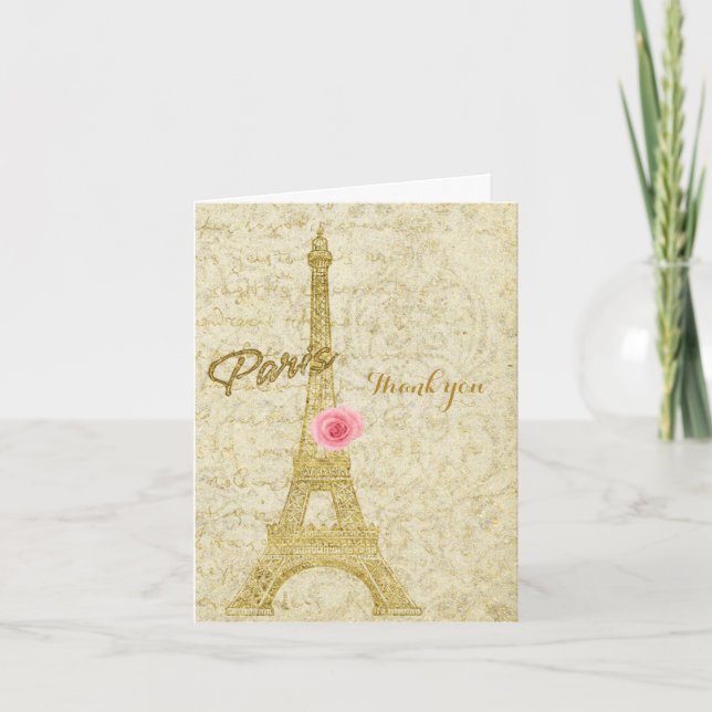 Oro de la torre Eiffel de París y tarjeta elegante (Anverso)