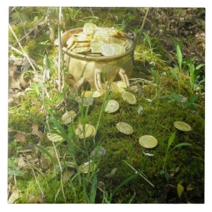 "¡Oro de Leprechaun en Moss!" Azulejo