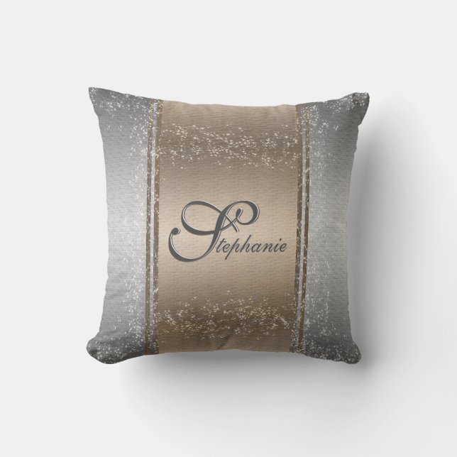 Oro de lujo + Plata - nombre - inicial - almohada (Anverso)
