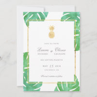Oro de piña tropical salva las tarjetas de fecha