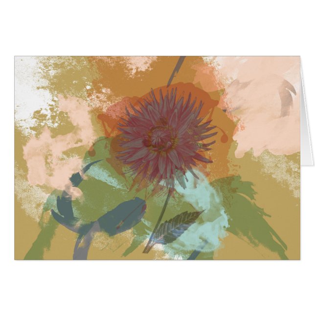 Oro de verde menta abstracto floral de Rubor de (Anverso (Horizontal))