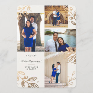 Oro deja 4 foto Invitación de embarazo