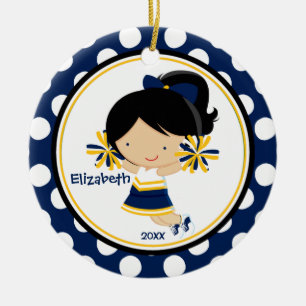 Oro del azul del ornamento del navidad del chica