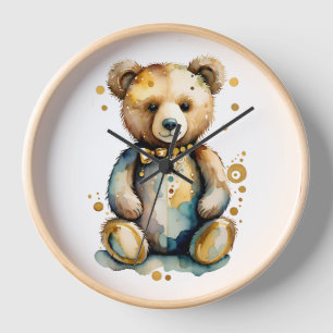 Oro del oso del reloj de pared