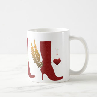Oro del rojo de la taza de café de la bota del ala