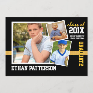 Oro deportivo del negro de la invitación de la