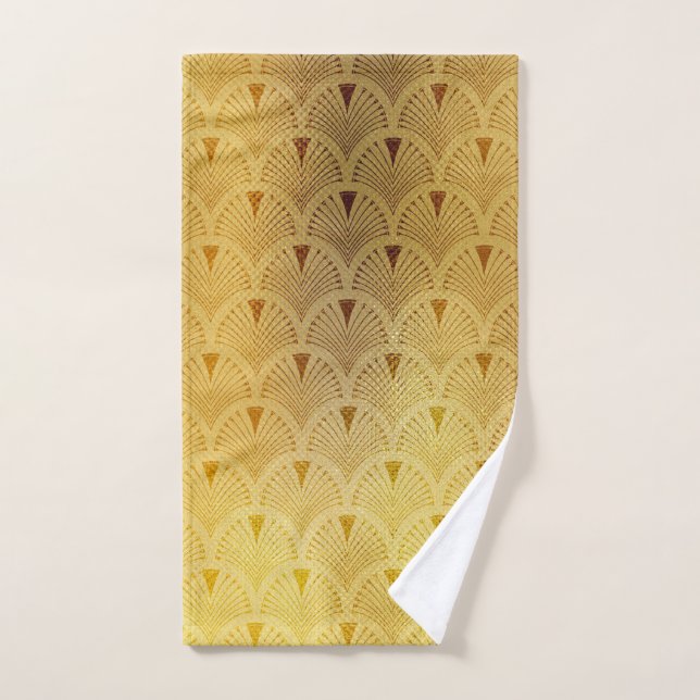 Oro, dorado, luxe, moda, arte deco ,patrón ,deco (Toalla de mano)