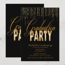 Oro e invitaciones negras de la fiesta de
