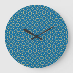 Oro-efecto, reloj de pared islámico azul del