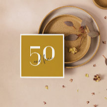 Oro elegante | 50.ª servilleta de papel de cumplea