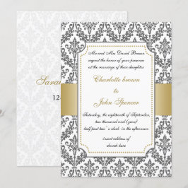 oro elegante, invitación a la boda damasco