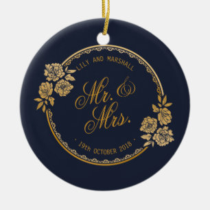 Oro elegante personalizado casando el ornamento de
