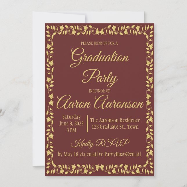 Oro elegante y elegante en graduación de cimarrone (Anverso)