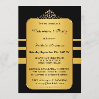 Oro elegante y invitación negra del fiesta de
