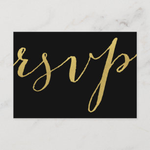 Oro elegante y tarjeta negra de RSVP