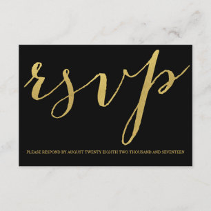 Oro elegante y tarjeta negra de RSVP