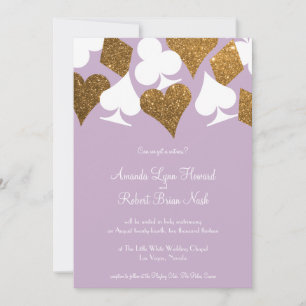 Oro en la invitación a la boda Lilac Purple Las Ve