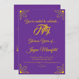 Oro en la invitación a la fiesta de cumpleaños Roy