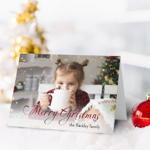 Oro esparce Feliz Navidad Caligrafía Fotografía