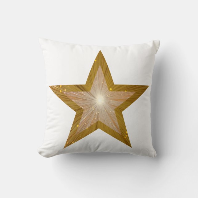 "Oro" Estrella almohada de tiro blanco dorado cuad (Anverso)