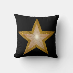 "Oro" Estrella almohada de tiro negro dorado cuadr