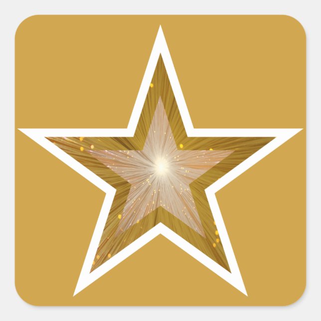 "Oro" Estrella cuadrada pegatina amarillo (Anverso)