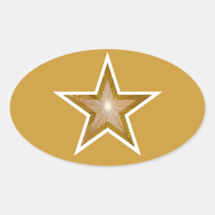 "Oro" Estrella pegatina oval amarillo
