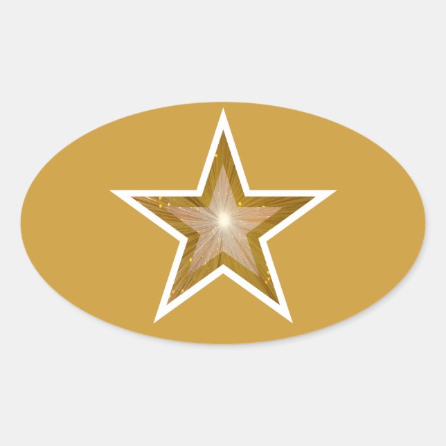 "Oro" Estrella pegatina oval amarillo (Anverso)