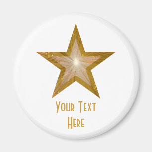 "Oro" Estrella "Tu texto" imán de refrigerador bla