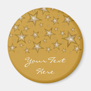 Oro Estrellas 'Tu texto' imán de frigorífico oro