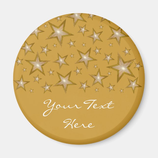 Oro Estrellas 'Tu texto' imán de frigorífico oro (Frente)