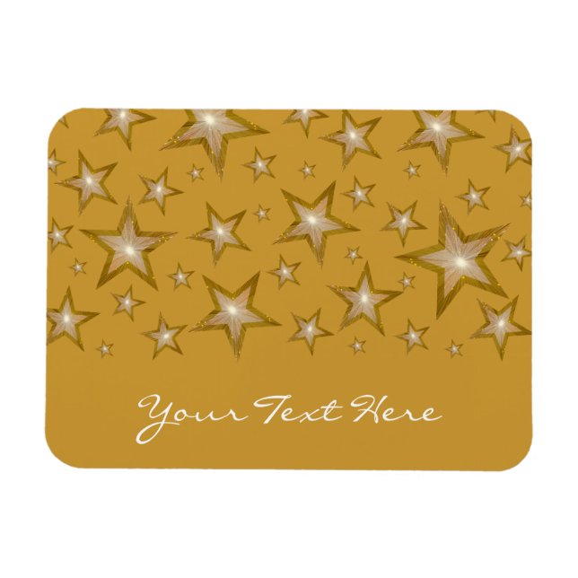 "Oro" Estrellas 'Tu texto' imán flexible oro (Horizontal)