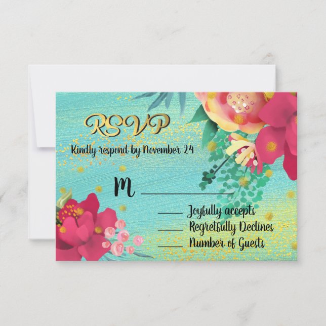 Oro floral Tropical Ocean Breeze RSVP (Anverso)