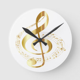 Oro Gclef en el reloj de pared blanco
