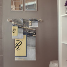 Oro gris Bonito de mármol negro elegante Monograma