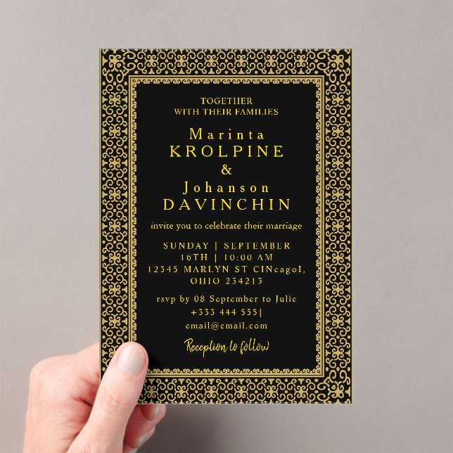 oro Invitaciones acrílicas Bodas modernas (Insitu (portátil))