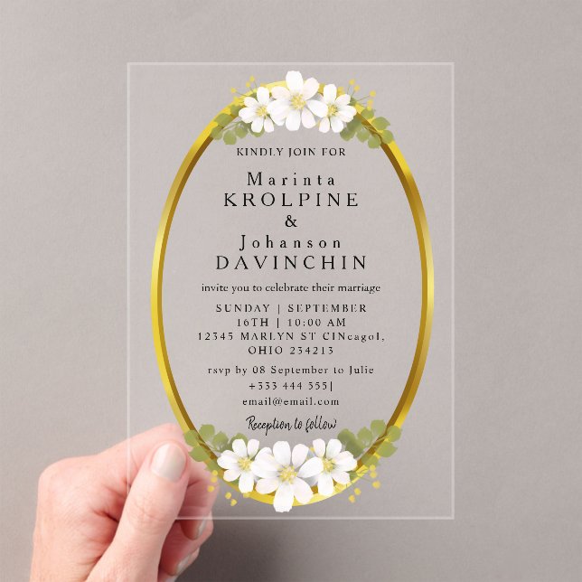 oro Invitaciones acrílicas Bodas modernas (Insitu (portátil))